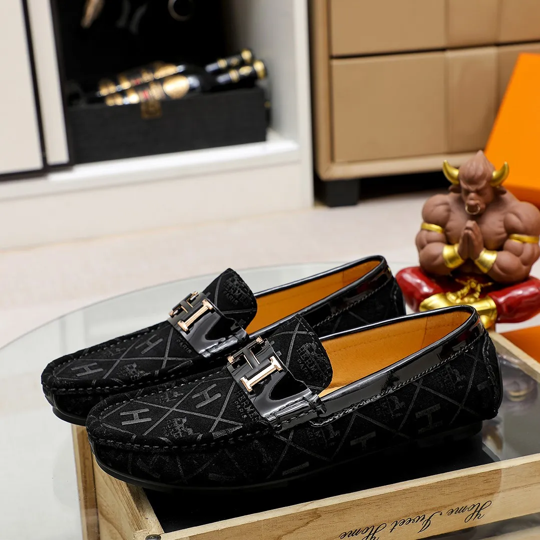 Men's shoes 💰360 🕷🕷【HERMES】The same style as Hermès counters🇨🇳Classic slip-on shoes 1:1 mold opening💯Original quality🍓Using imported first-layer cowhide🍅Pigskin lining🌶🌶Super high-end men's leather shoes🇨🇳Solid and stable Very special🍇 Color, optional! Code number 38-45……